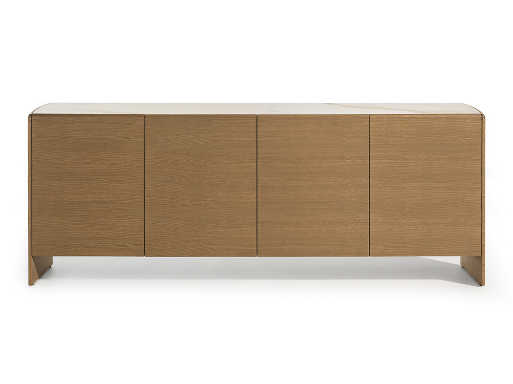 Aparador de diseño Ecos Didomobili: elegancia en roble natural y porcelánico en Mobel 6000.
