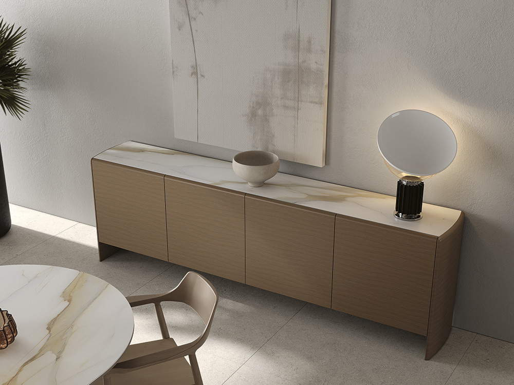 Aparador porcelánico Ecos de Didomobili: chapa de roble teñido de alta calidad en Mobel 6000