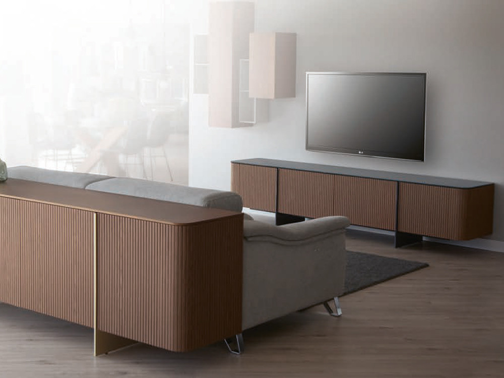 Mobel 6000: sofisticado mueble televisor moderno Dana de Dido Mobili, roble alistonado y cristal lacado