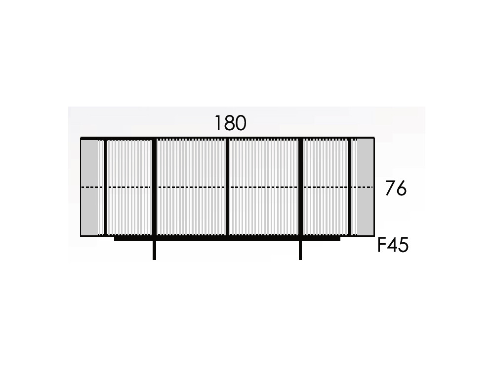 Aparador de diseño Dana: estructura alistonada en madera de nogal y patas metálicas en Mobel 6000