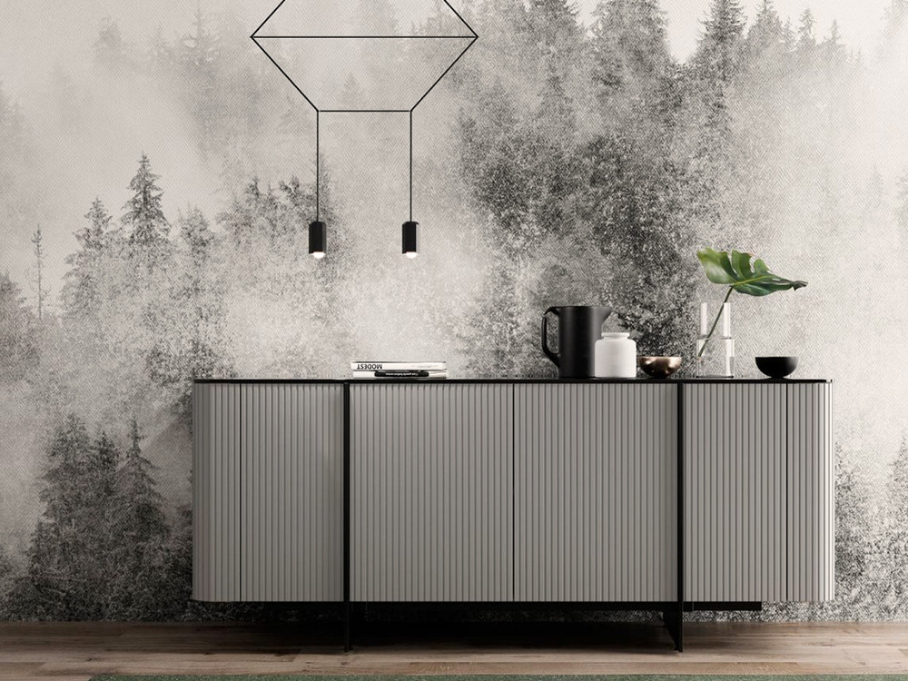 Mobel 6000: aparador salón bajo Dana, diseño en roble alistonado con resistentes patas de metal