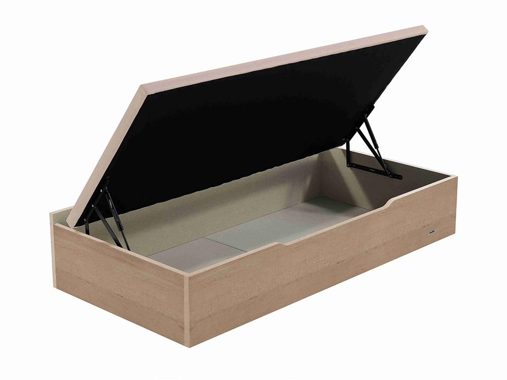 Canapé madera abatible Flex de apertura lateral en madera natural y beige en Mobel 6000