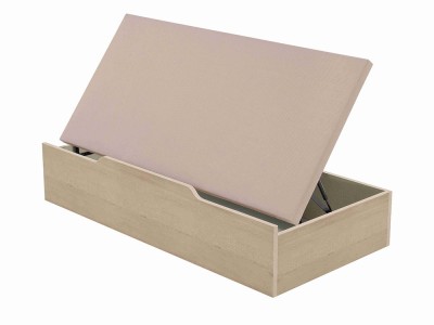 Mobel 6000: funcional canapé lateral Flex, base de madera natural con tapa tejido 3D beige