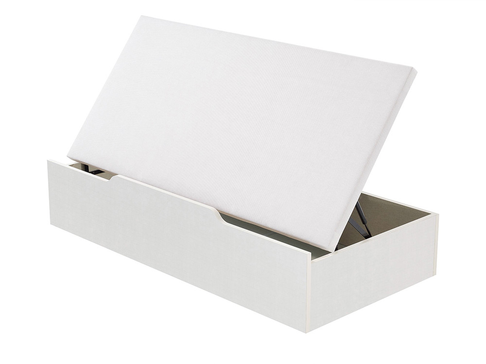 Mobel 6000: funcional canapé lateral Flex, base de madera blanca con tapa tejido 3D blanco