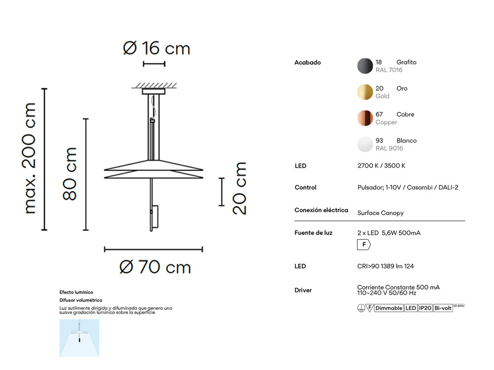 Mobel 6000: lámpara de techo Flamingo 150 de Vibia, sofisticación de Ø70 cm con embalaje reciclable