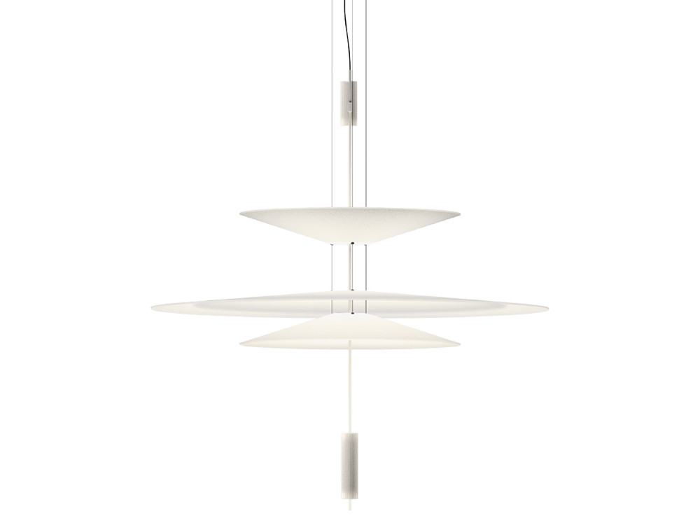 Lámpara salón techo Flamingo 1530 de Vibia: difusor PMMA y dos focos de Ø90cm en Mobel 6000