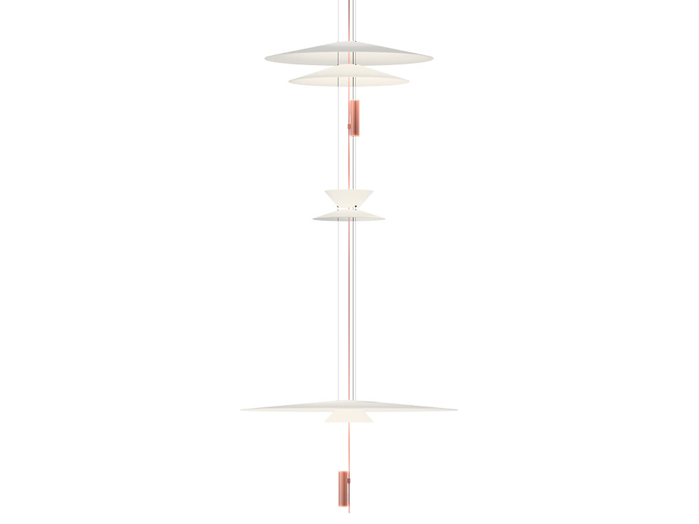 Diseño de iluminación para interiores Vibia: modelo Flamingo 1570 de 4 LEDs, elegancia sensual en Mobel 6000