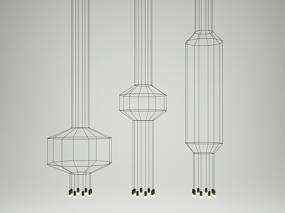Mobel 6000: exclusiva lámpara salón Wireflow de Vibia, elegancia octogonal en varias medidas