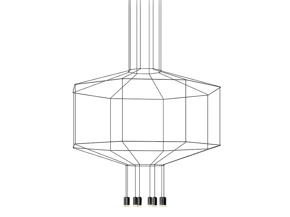 Lámparas modernas para salón Wireflow de Vibia: ocho luces y diseño de Barcelona en Mobel 6000