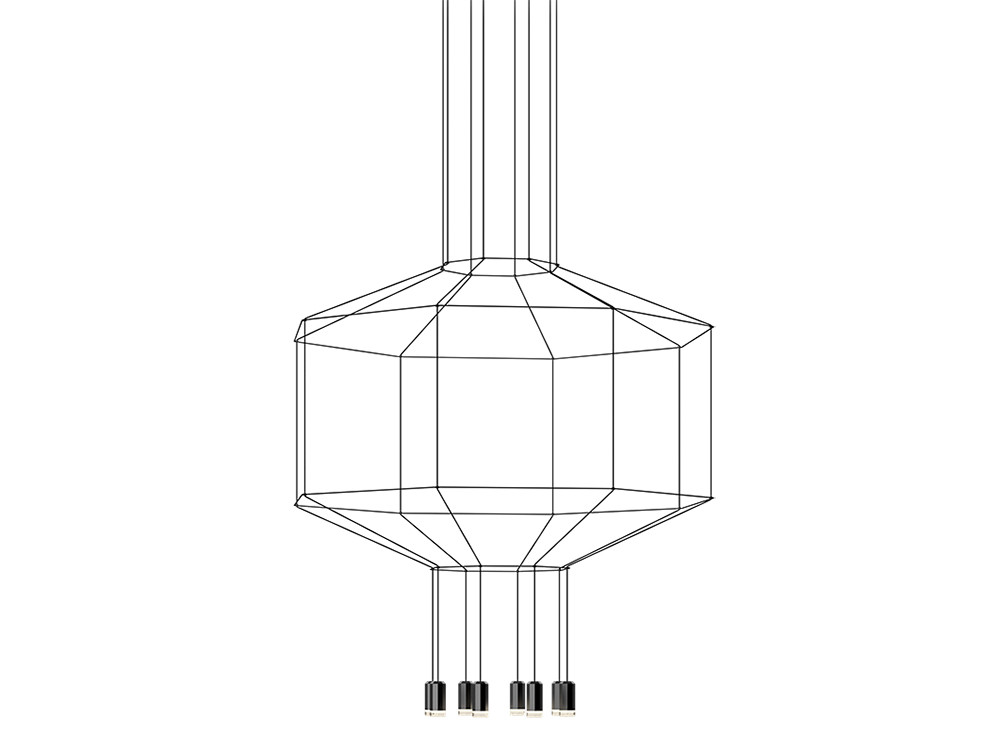 Mobel 6000: lámpara salón Wireflow, diseño octogonal de Arik Levy disponible en varias medidas