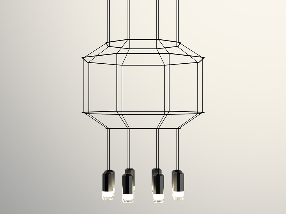 Mobel 6000: lámparas de diseño Vibia Wireflow, estructura geométrica octogonal de Arik Levy