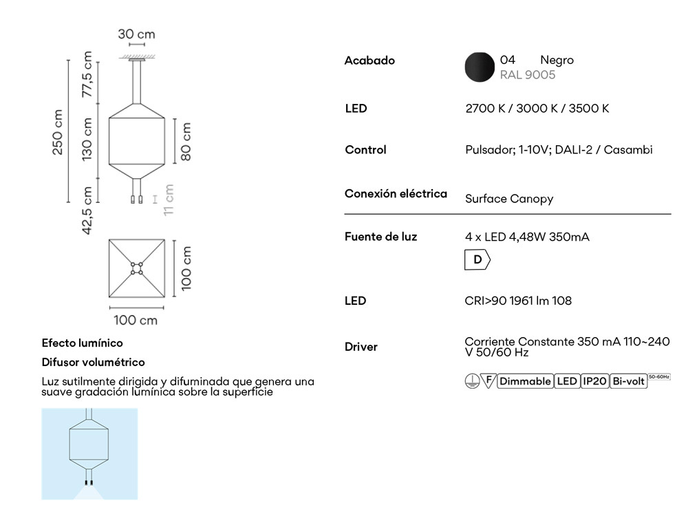 Lámparas modernas para salón Vibia Wireflow: cuatro luces led y diseño minimalista en Mobel 6000