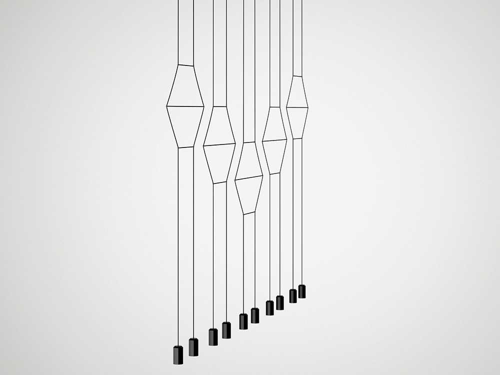 Diseño de iluminación para interiores Vibia: Wireflow 0330 de 10 focos LED, elegancia y bienestar en Mobel 6000