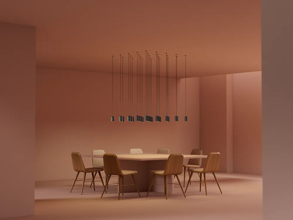 Mobel 6000: lámpara salón Wireflow Free de Vibia, el lenguaje de las emociones en un diseño esencial