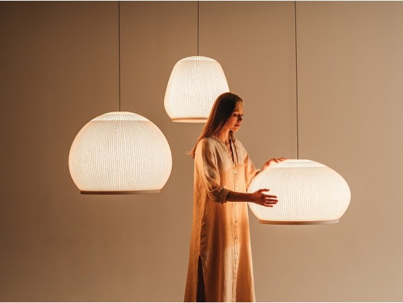 Lámpara salón techo Knit de Vibia: diseño textil de Meike Harde para un ambiente cálido en Mobel 6000