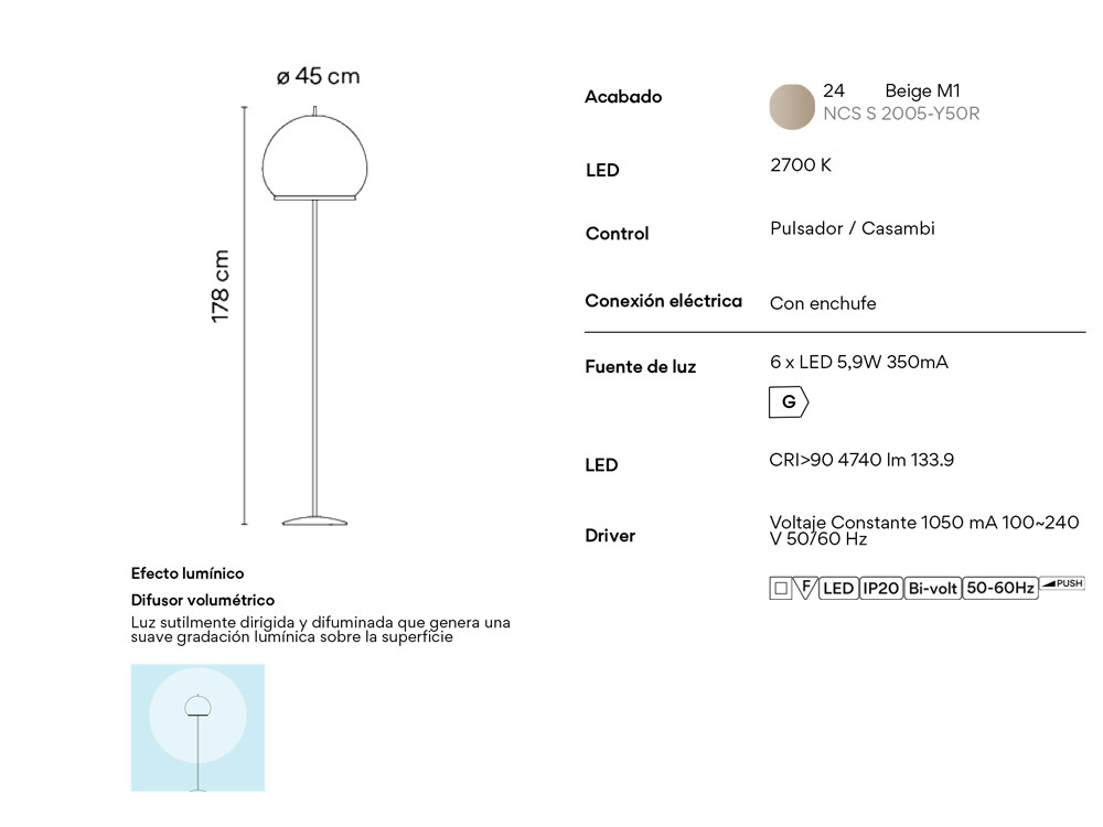 Lámpara de pie Knit de Vibia: disponible en varias medidas con pantalla textil en Mobel 6000