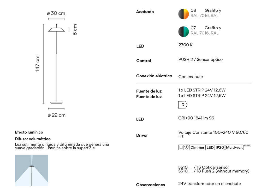 Lámpara salón Mayfair PMMA de Vibia: consumo eficiente LED y diseño esencial de Diego Fortunato en Mobel 6000