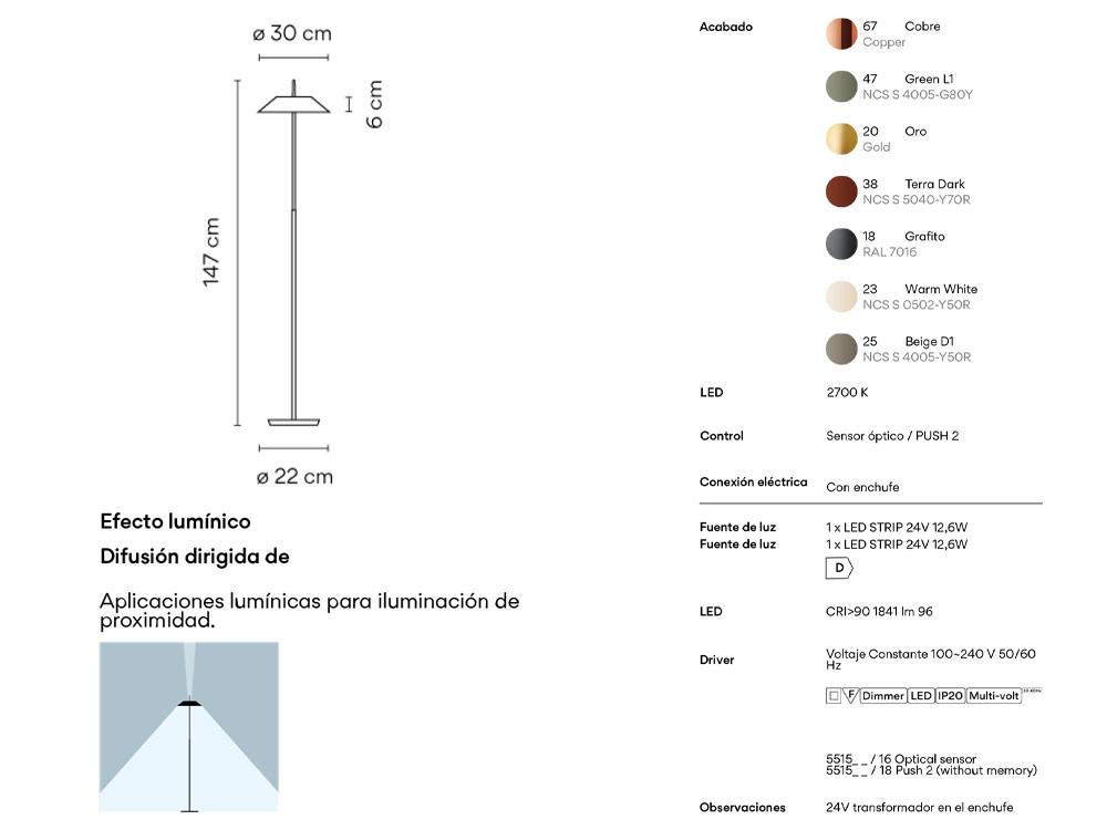 Mobel 6000: exclusiva lámpara de pie Mayfair de Vibia, ideal para proyectos eficientes de diseño