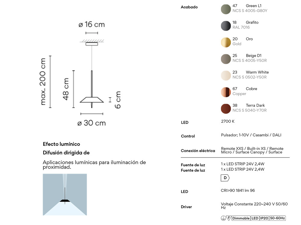 Lámparas de techo salón Vibia Mayfair: sofisticación técnica de autor en varios acabados para Mobel 6000