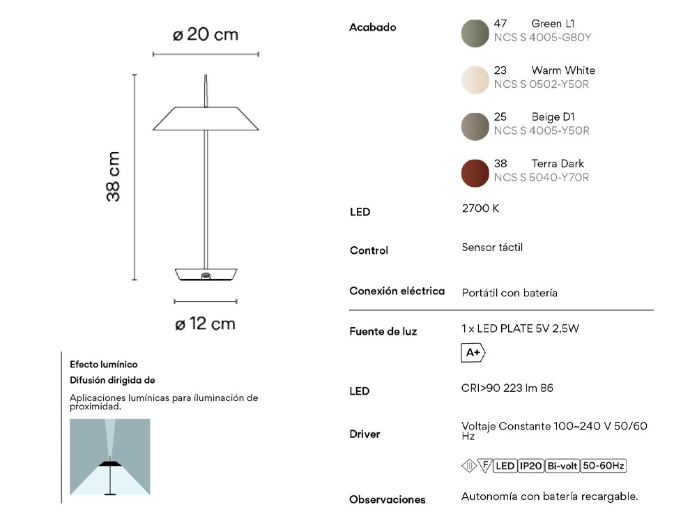 Lámparas para exteriores Vibia: modelo Mayfair Mini con batería de diseño esencial en Mobel 6000