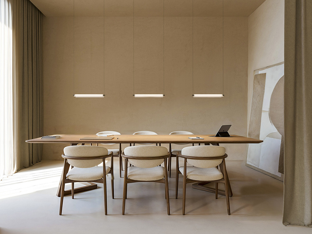 Lámparas modernas para salón Vibia Asia: armonía de vidrio y luz en Mobel 6000
