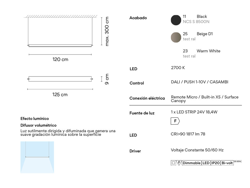 Mobel 6000: lámpara salón Vibia, modelo Asia con materialidad consciente en varios tamaños