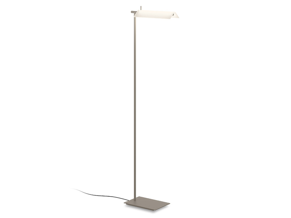 Lámpara de pie Vibia Asia: pie de metal y pantalla de vidrio lacado por Antoni Arola en Mobel 6000