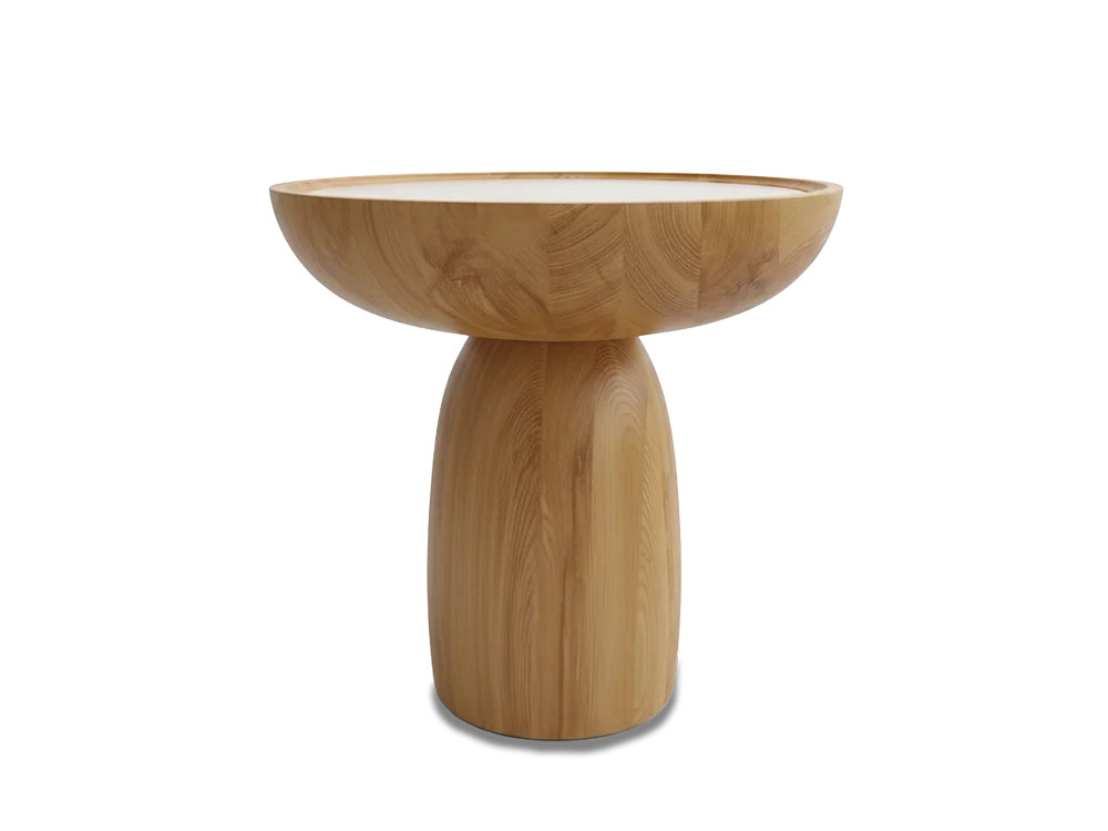 Mobel 6000: mesa auxiliar moderna Ria de Unika, sofisticación en porcelánico y chapa de roble para el salón