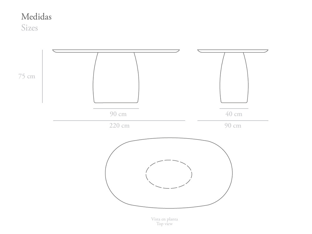 Mesa de comedor moderna Kaia de Unika: sobre de mármol travertino y base redondeada en Mobel 6000