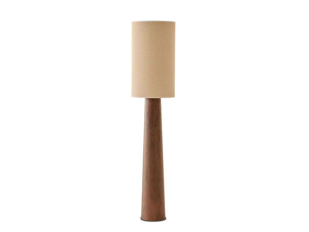 Lámpara salón Nova de Unika Living: diseño de pie con base cónica de nogal en Mobel 6000