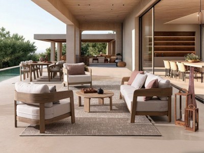 Mobel 6000: sillones de terraza Bizzotto, modelo Pablo con cojines desenfundables y madera de acacia natura