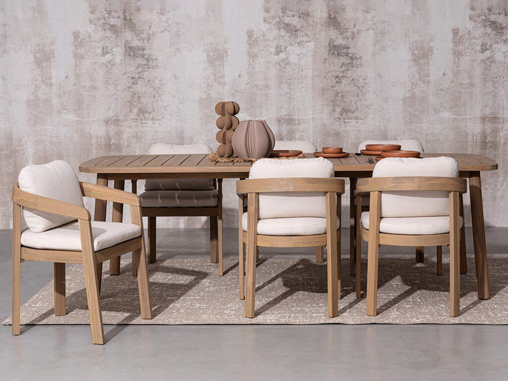 Silla comedor madera Pablo de Bizzotto: diseño en madera de acacia FSC con cojín de olefina en Mobel 6000
