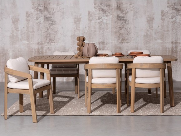 Silla comedor madera Pablo de Bizzotto: diseño en madera de acacia FSC con cojín de olefina en Mobel 6000