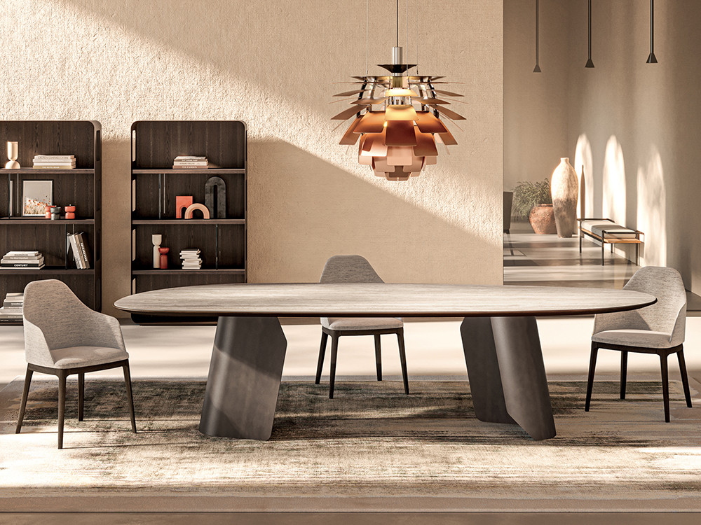 Mesa de comedor Stone Ceramics Ego de Devina Nais: elegante sobre porcelánico en Mobel 6000 de fabricación artesanal