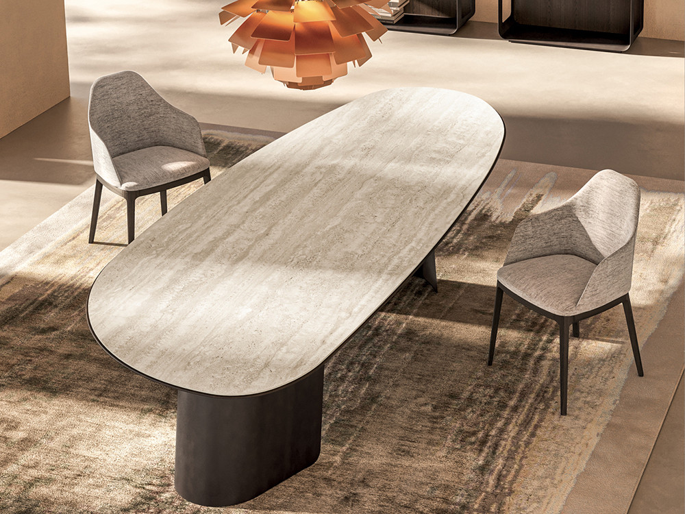 Mobel 6000: mesa comedor porcelánico Ego, diseño con base de hierro disponible en varias medidas fabricado en Italia