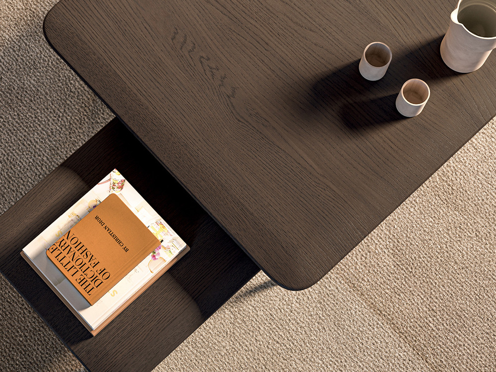 Mobel 6000: mesas de centro modernas Drop por Devina Nais, diseño en roble macizo y patas de metal lacado