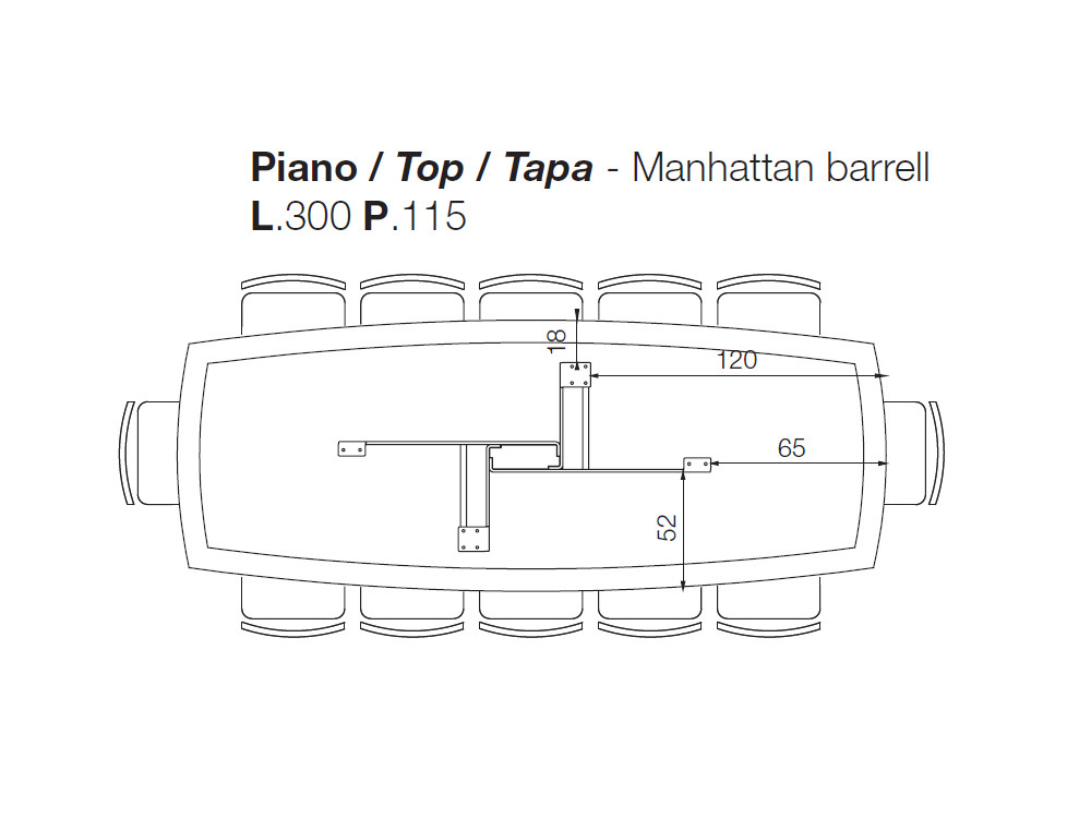 Mesa de comedor Manhattan Barrell Wave de Devina Nais: versatilidad en varias medidas con sobre porcelánico en Mobel 6000