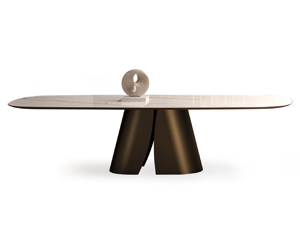 Mobel 6000: exclusiva mesa Cosmopolitan de la Sensations collection, elegancia italiana con base de diseño fabricada en hierro