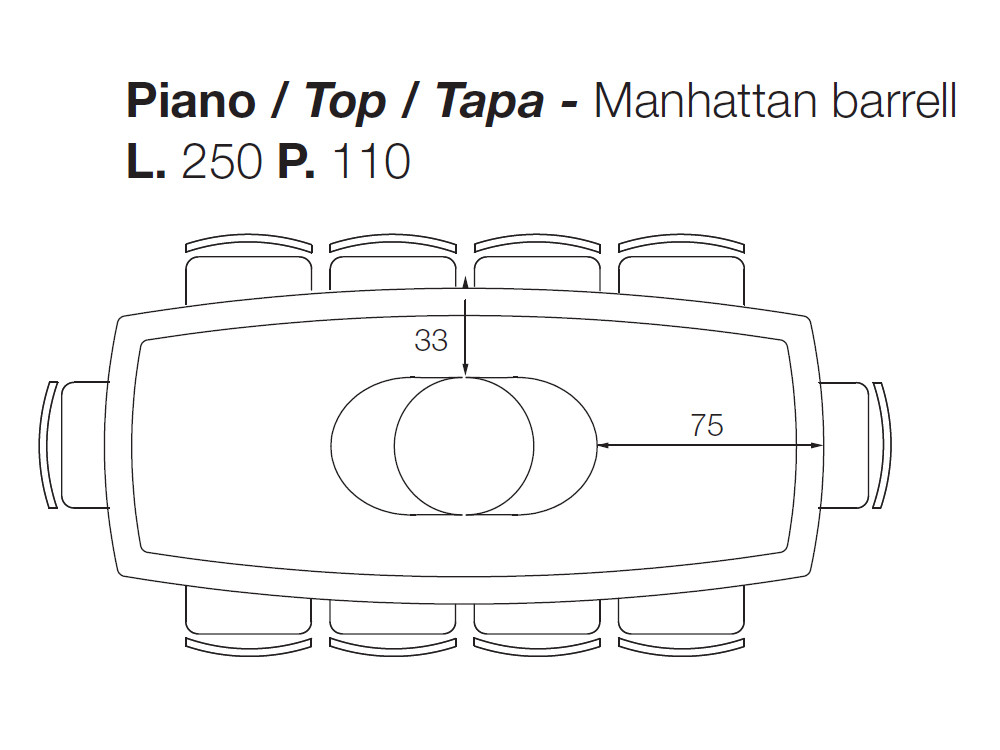 Mobel 6000: mesa comedor moderna Manhattan Barrel Pod, fusión de materiales nobles y hierro curvado