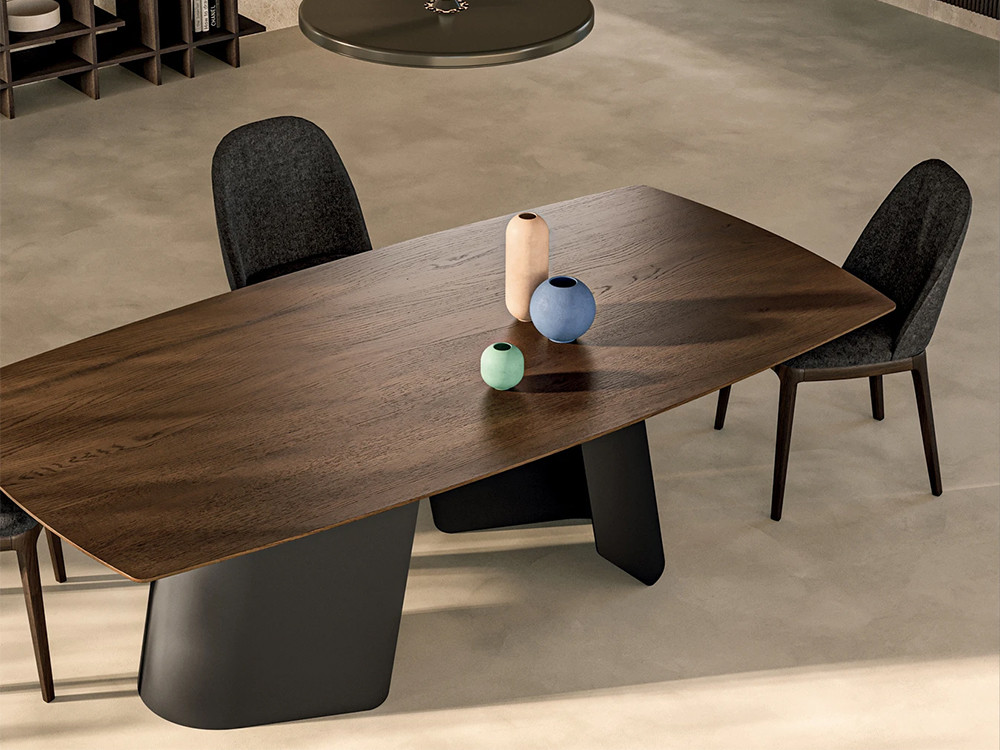 Mobel 6000: mesas de comedor extensibles Manhattan Barrel X, diseño italiano con guías de aluminio y roble natural