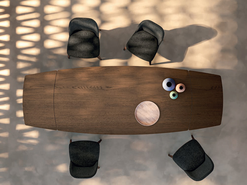 Comedores modernos Devina Nais: modelo Manhattan Ego con base escultórica de hierro curvado en Mobel 6000