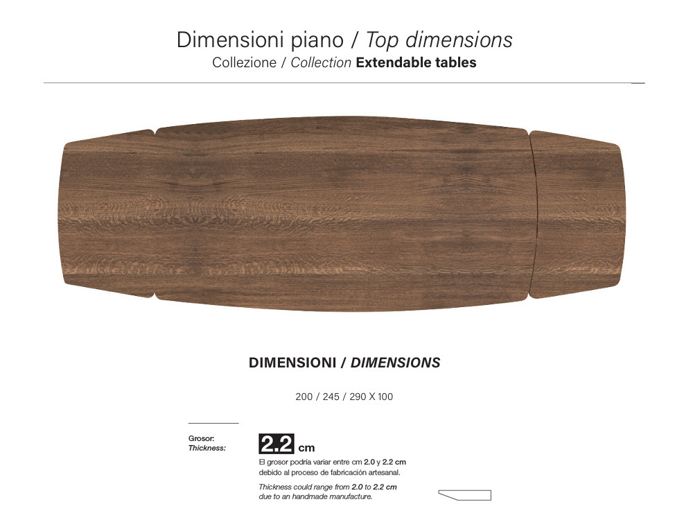 Mobel 6000: exclusiva mesa comedor extensible madera Manhattan Barrel, con dos extensiones ocultas bajo el sobre