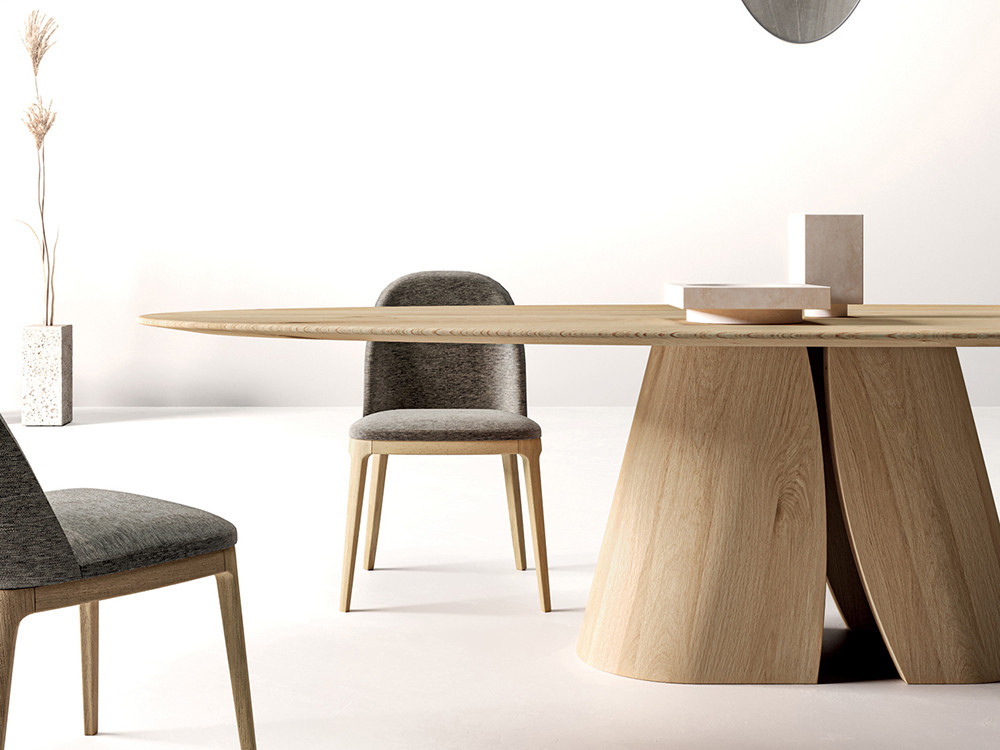 Comedores modernos Devina Nais: mesa ovalada Caleido Pod, elegancia artesanal disponible en varias medidas y acabados
