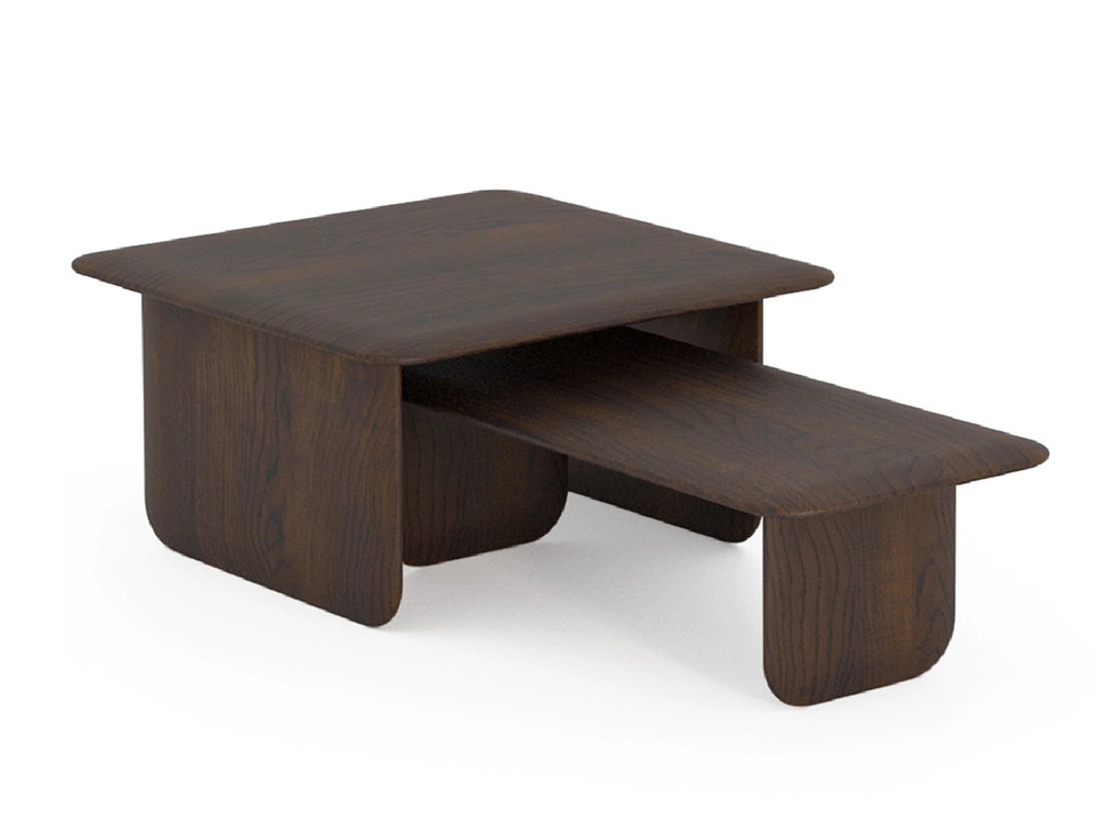 Mesa auxiliar diseño Soap de Devina Nais: formas orgánicas en madera de roble para salones de diseño en Madrid