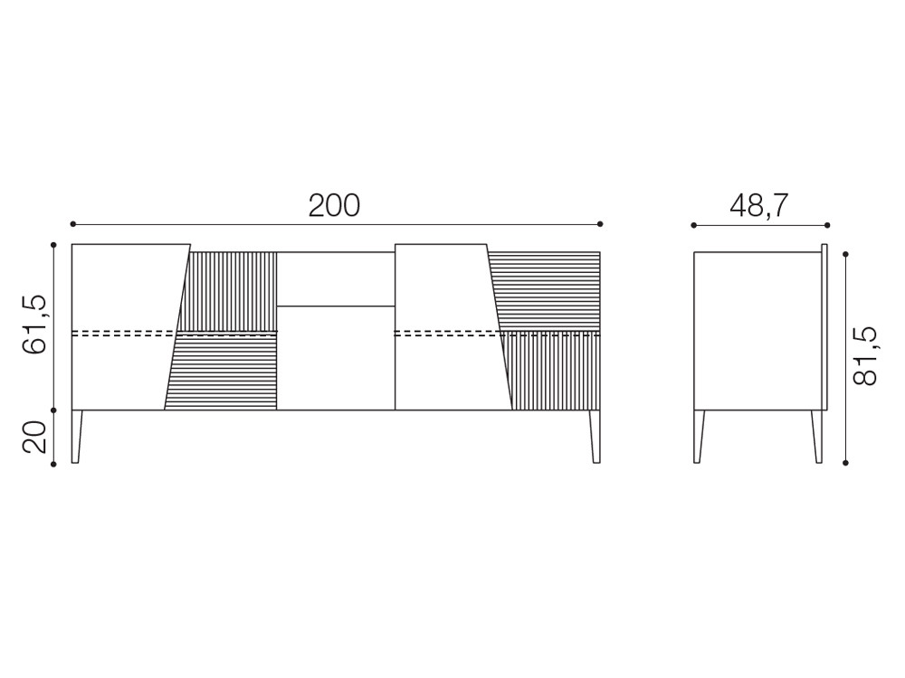 Aparador salón Zero.16 de Devina Nais: fabricación artesanal en Italia con frentes de roble macizo para Mobel 6000