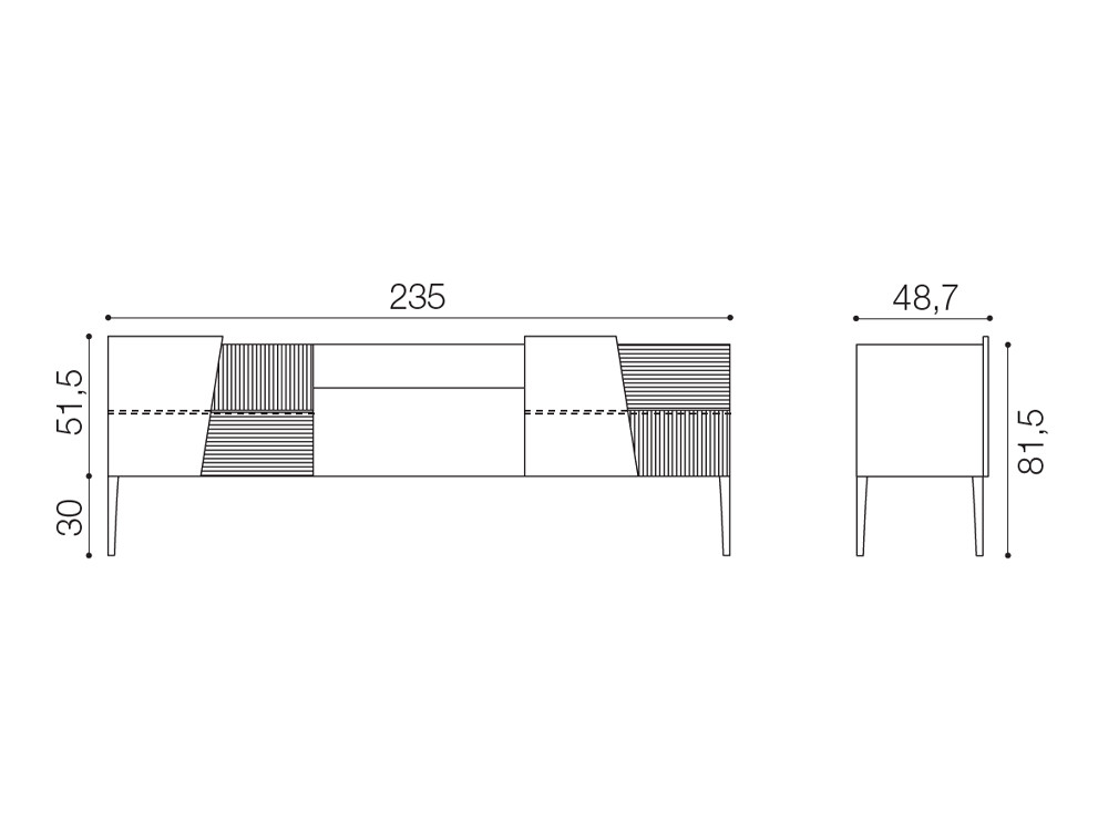Mobel 6000: elegante mueble para televisor Zero.16 de Devina Nais, disponible en varias medidas con frentes carvados