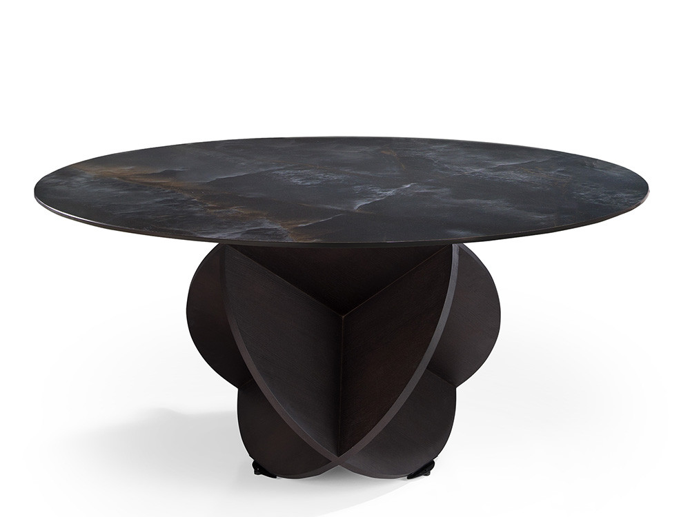 Mobel 6000: mesa comedor porcelánico Desert Rose, sofisticado diseño con base de madera disponible en varias medidas