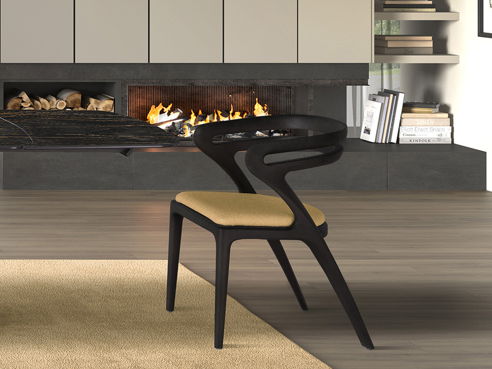 Sillas comedor diseño moderno: modelo Olden en madera con asiento tapizado para salones de lujo