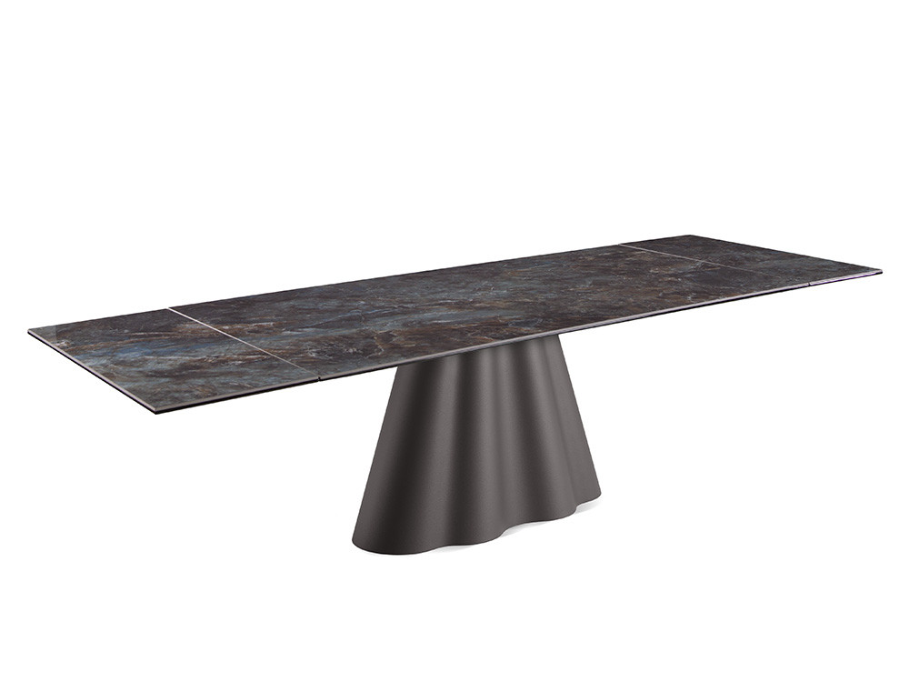 Mobel 6000: mesa de comedor extensible moderna, modelo Flam Keramik con sobre porcelánico de alta resistencia