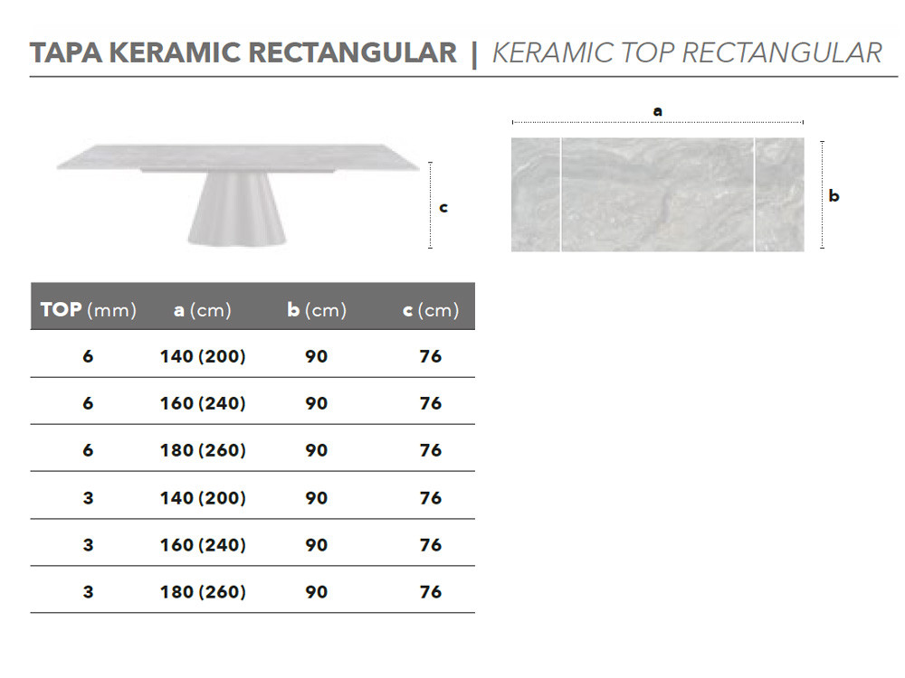 Mobel 6000: exclusiva mesa Flam Keramik extensible, funcionalidad de dos extensiones laterales